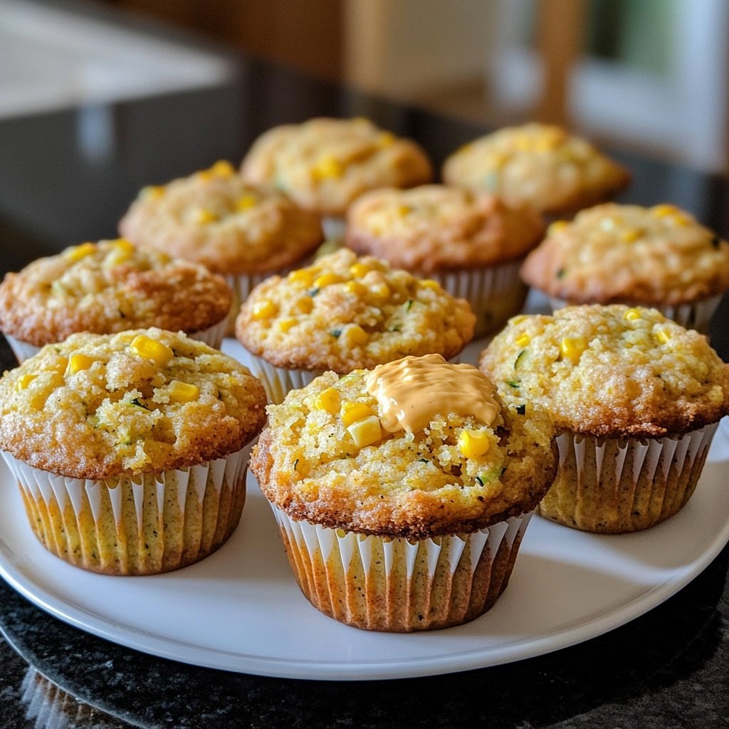 Cheesy Zucchini Cornbread Muffins