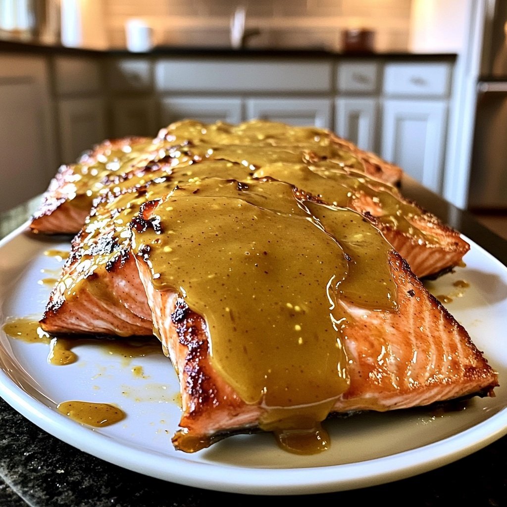 Honey Mustard Glazed Salmon Fillet from the Oven