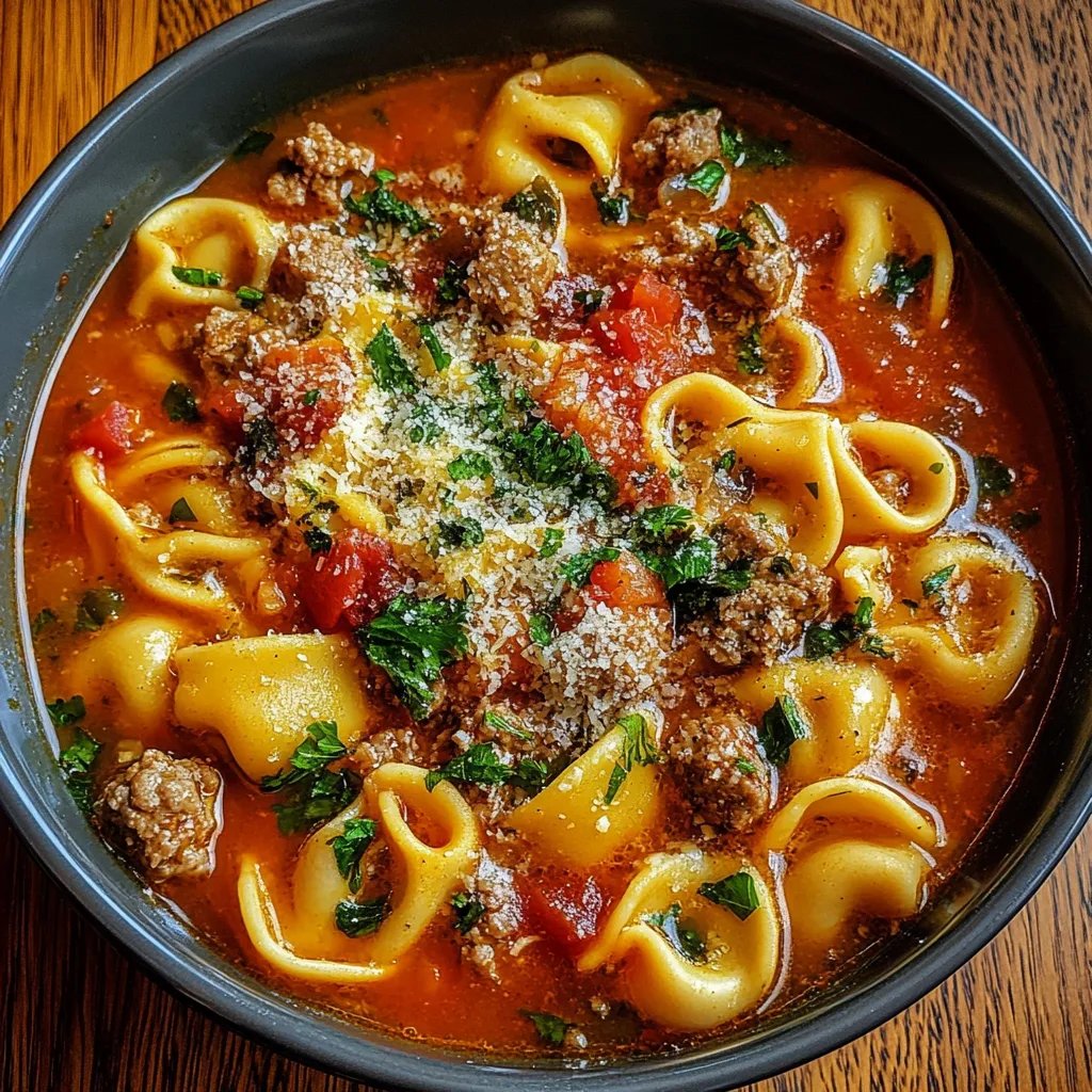 Spicy Sausage & Tortellini Soup