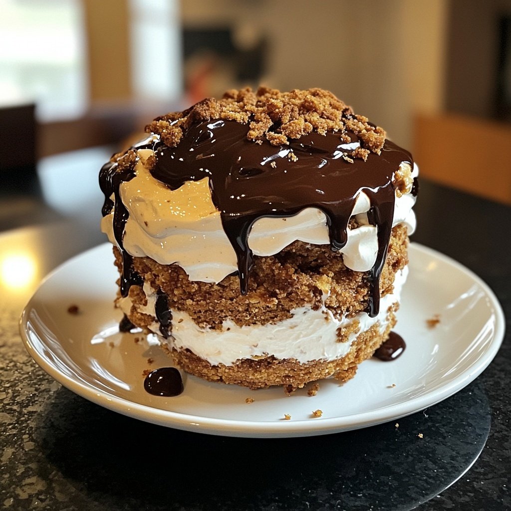 Gingerbread Parfait with Chocolate Sauce