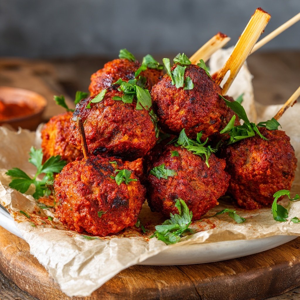 Moroccan Spiced Meatball Skewers