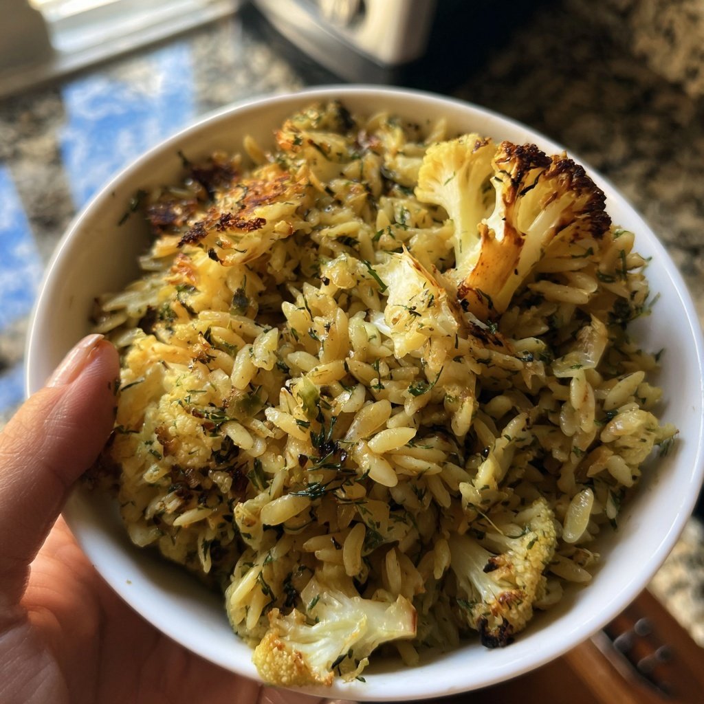 Charred Cauliflower Orzo with Lemon Dill