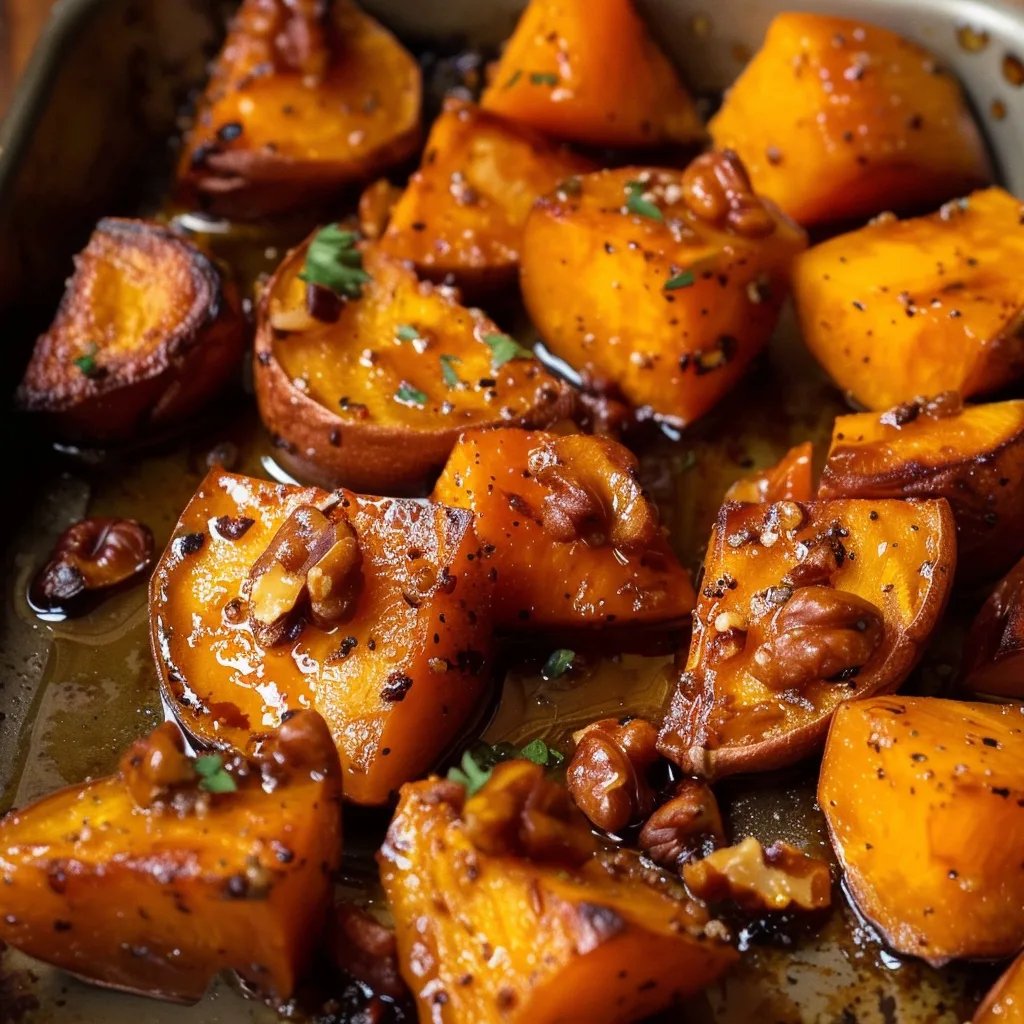 Easy Maple Walnut Roasted Sweet Potatoes