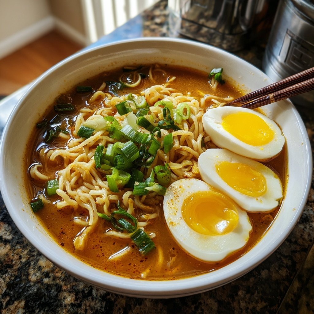 Spicy Chicken Ramen with Soft-Boiled Egg