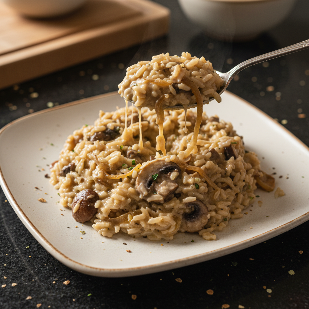 Sautéed Mushroom and Caramelized Onion Risotto