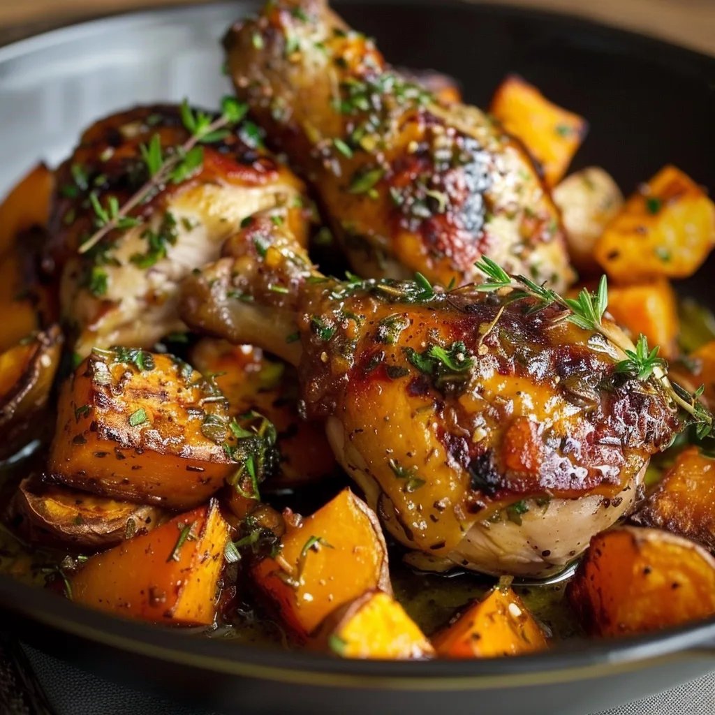 Maple Glazed Chicken with Roasted Sweet Potatoes