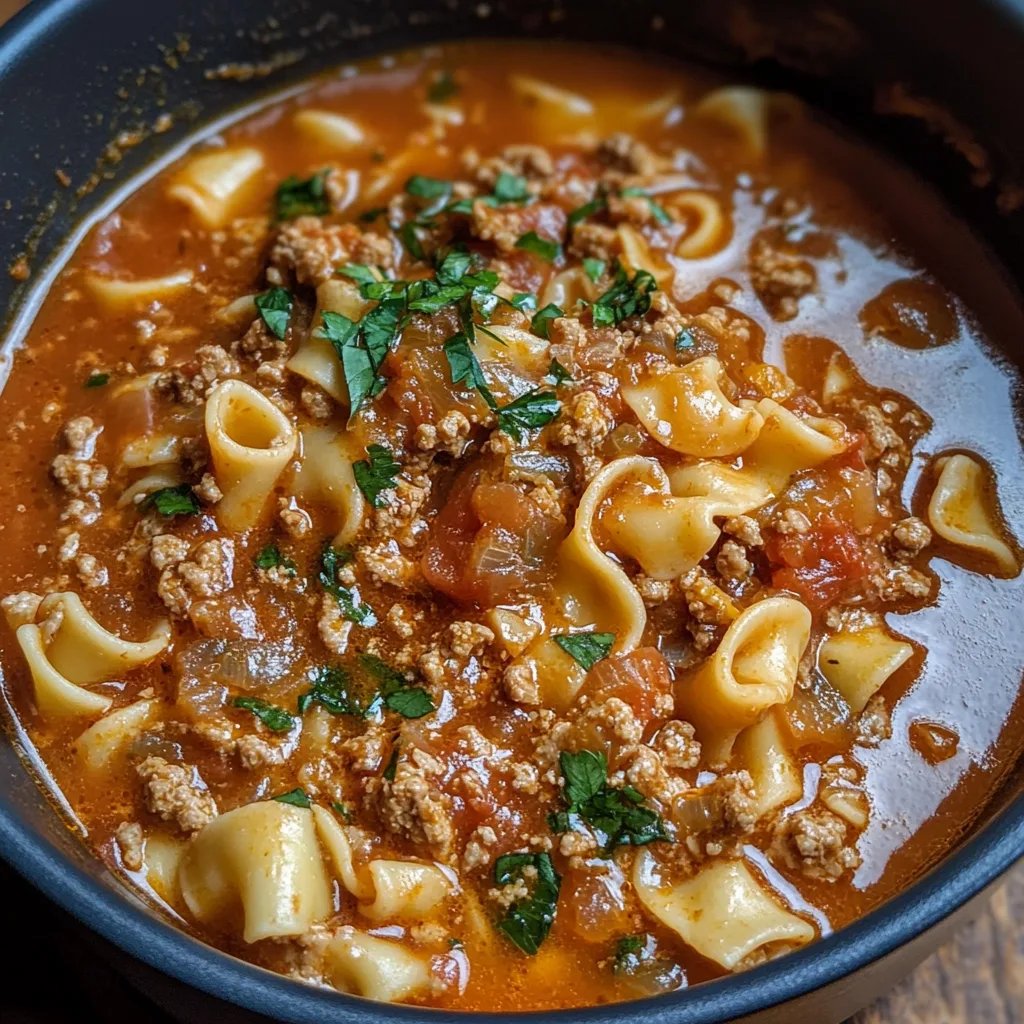 One Pot Spicy Lasagna Soup