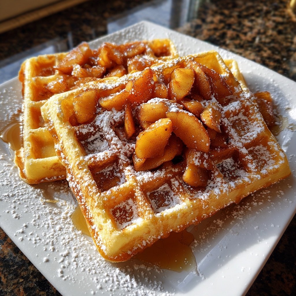 Warm Apple Cinnamon Waffles