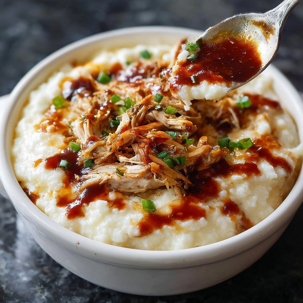 Shredded Barbecue Chicken Grits