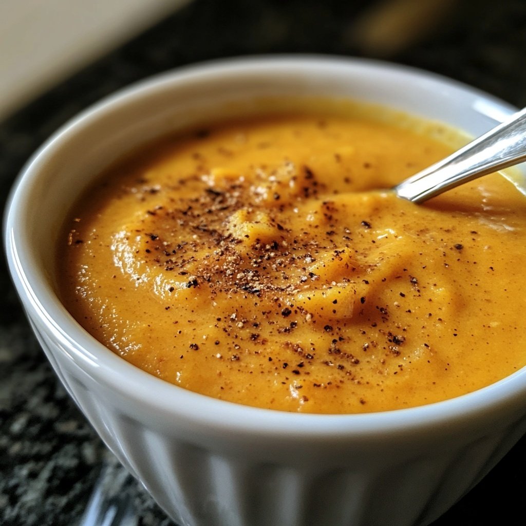 Pumpkin Apple Soup with Ginger and Cream