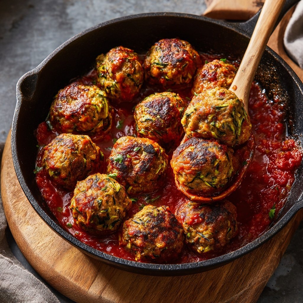 Zucchini Turkey Meatballs Skillet