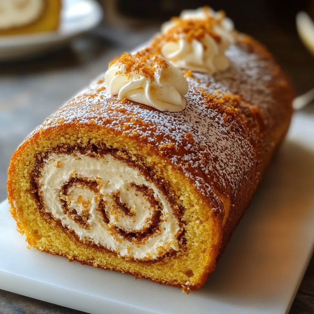 Creamy Pumpkin Spice Roll Cake